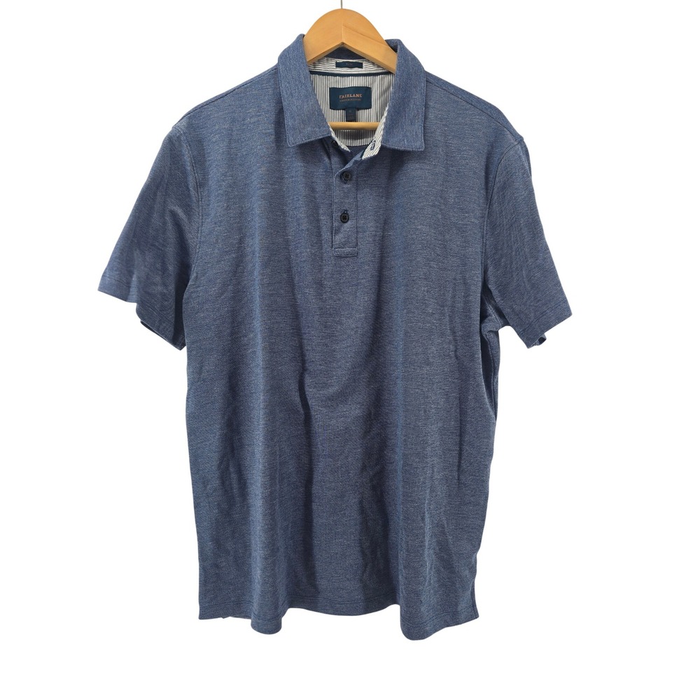 Fairlane Polo Mens XL Performance Pique Slim Blue Short Sleeve Stretch EUC